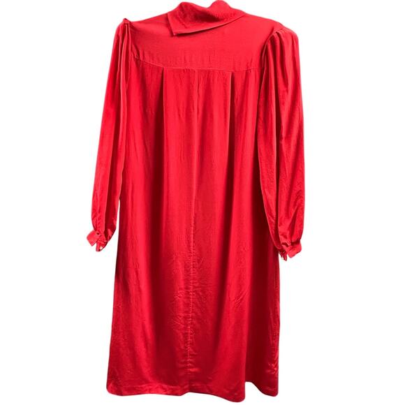 Vintage 80s SILK Elegant Red Cowl Neck Shift Dress Minimalist Old Money 7/8 - Picture 3 of 10
